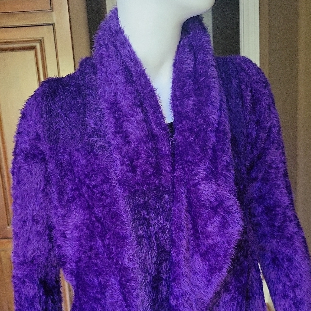 Luxurious Purple Women's Fuzzy Cardigan